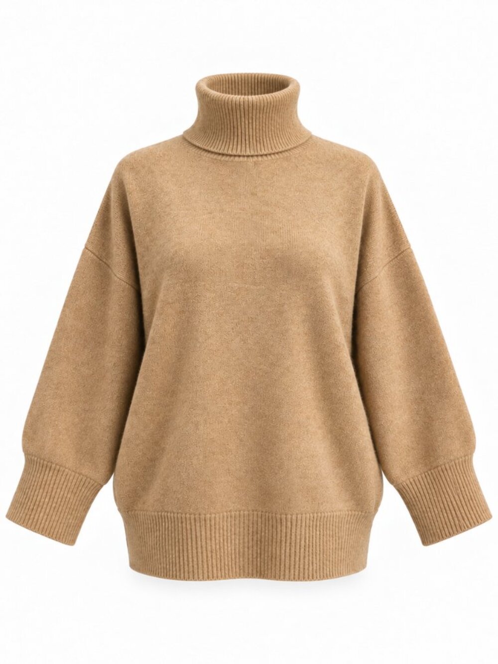 Taupe Oversized Turtleneck Tunic Sweater New S